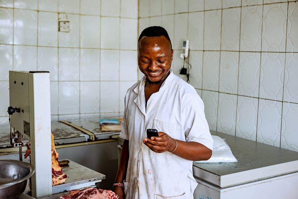 A happy butcher