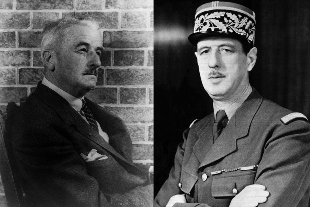 William Faulkner and Charles De Gaulle