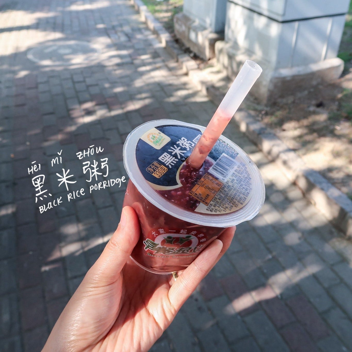 Black rice porridge (黑米粥, hēimǐ zhōu)