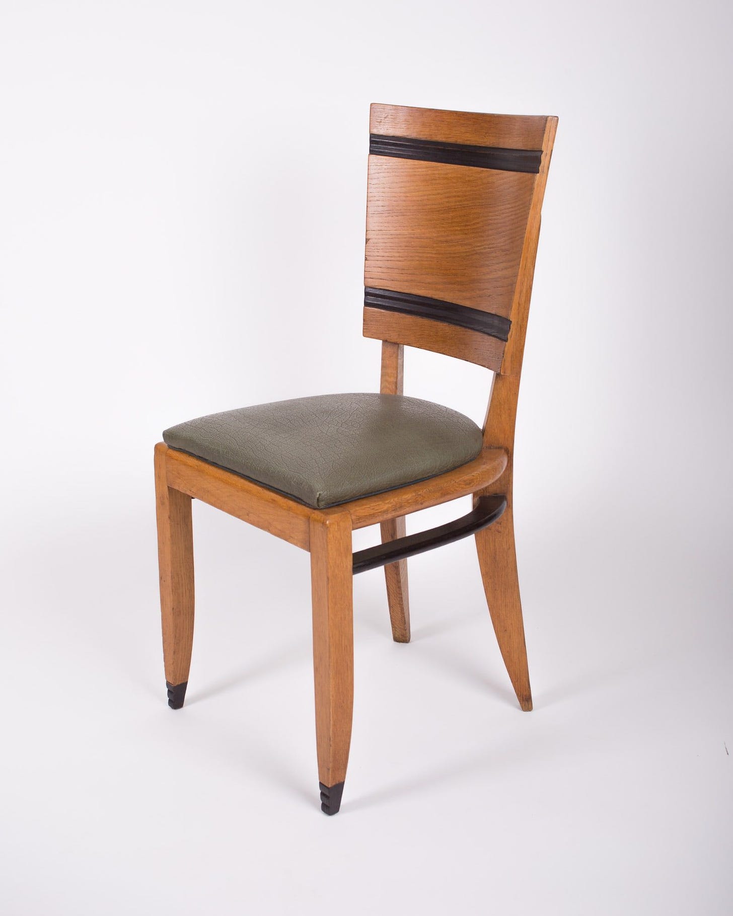 French modernist set of six chairs in the style of Maxime Old