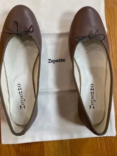 Repetto Paris Cendrillon Ballet Flats - 37.5 Deep Taupe w/ box and shoe bags - Picture 1 of 10