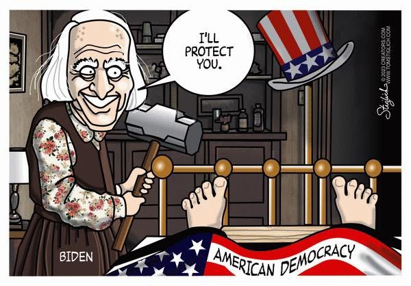 May be an illustration of text that says 'I'LL PROTECT YOU. ดาาว BIDEN AMERICAN DEMOCRACY'