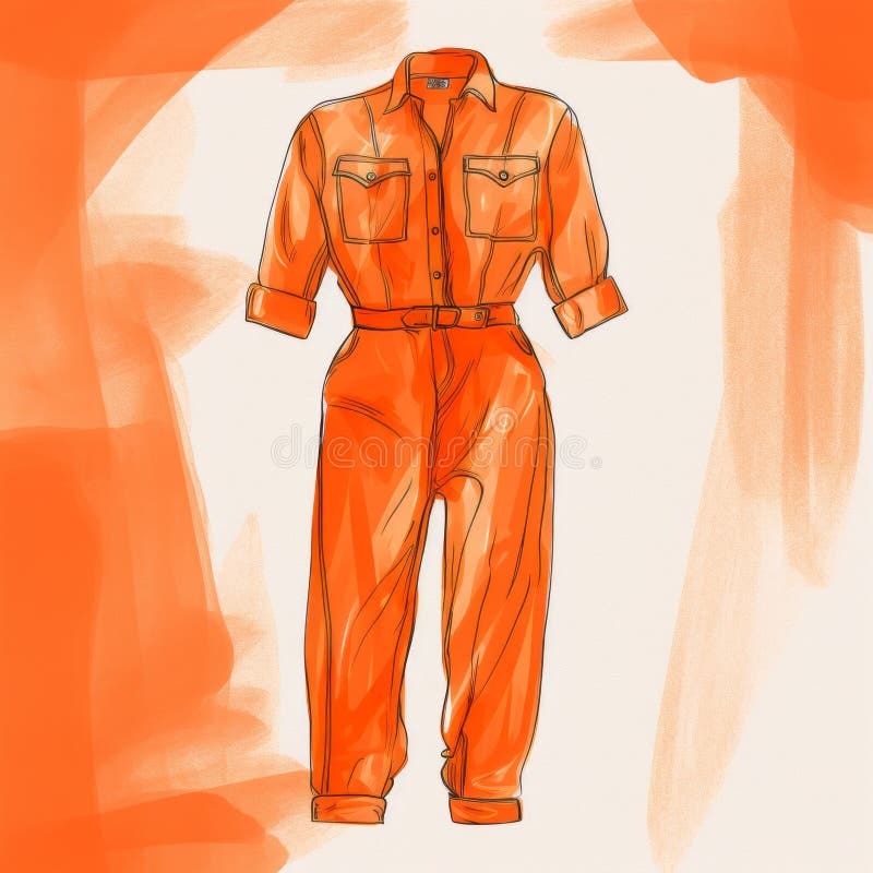 Vibrant Orange Jumpsuit Sketch on a Bright Background Stock Illustration -  Illustration of jumpsuit, mood: 306929076