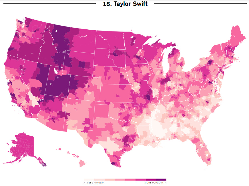 US Map of the popularity of Taylor Swift : r/TaylorSwift