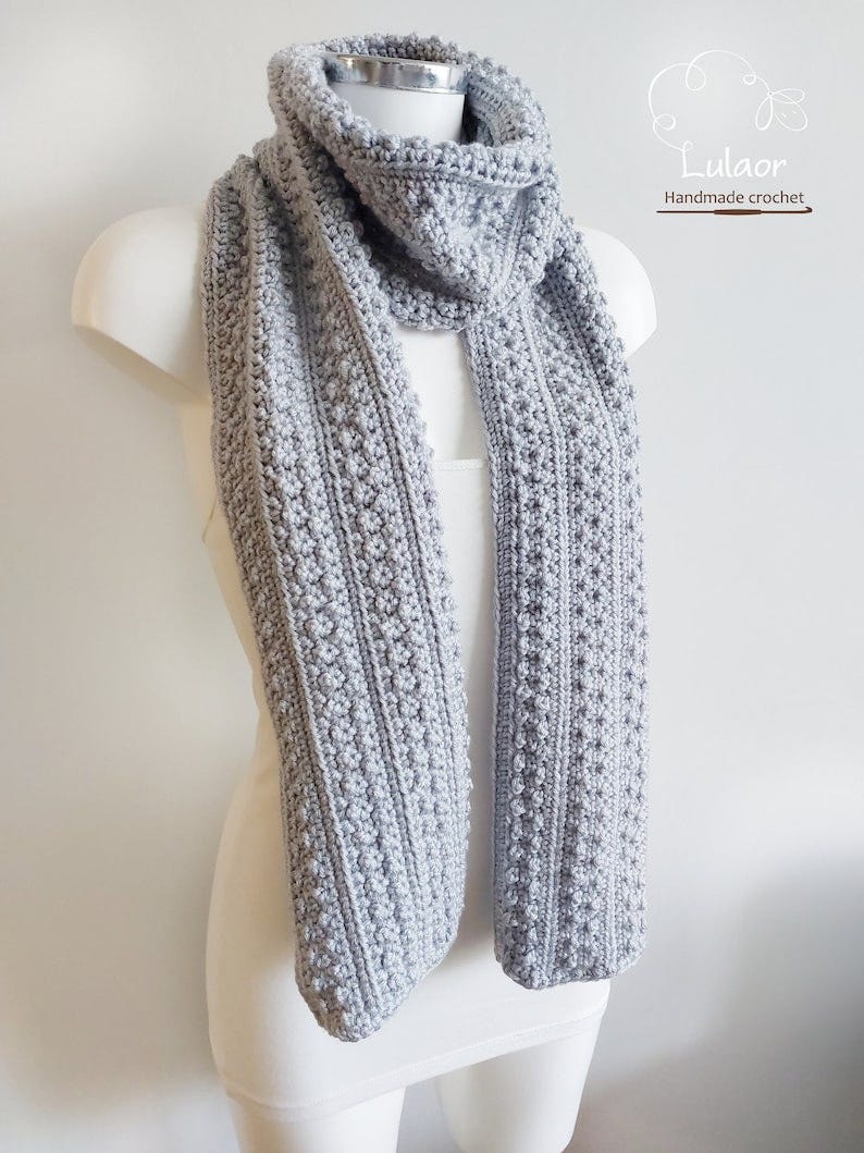 Pattern for crochet scarf, DIY crochet, PDF file for how to crochet a scarf, long scarf, Easy pattern, Men and woman scarf image 3