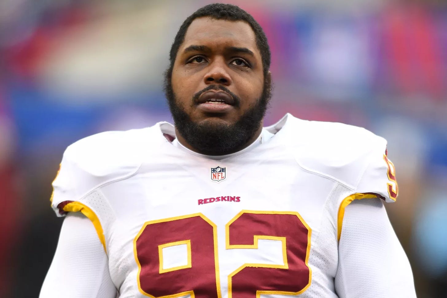 Washington Redskins nose tackle Chris Baker (92) during a NFL game between the Washington Redskins and the New York Giants at MetLife Stadium in East Rutherford, New Jersey The Giants defeated the Redskins 24-13