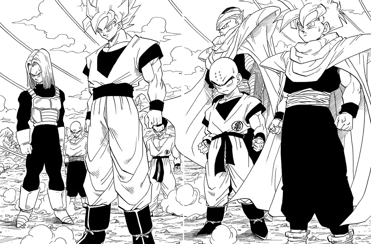 z warriors gather at the cell games in the dragon ball manga