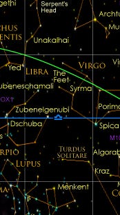 star map of the astrological sign of Libra