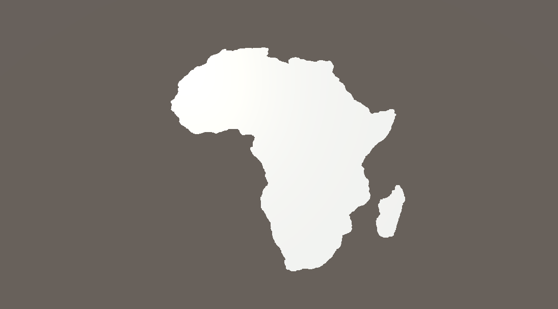 A silhouette of the continent of Africa floating in a void.