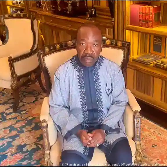 Gabon President Ali Bongo Ondimba sitting in his residence in Libreville, Gabon