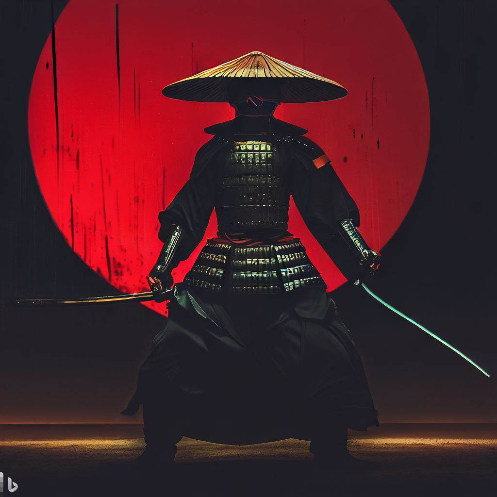 a modern samurai in the style of hopper
