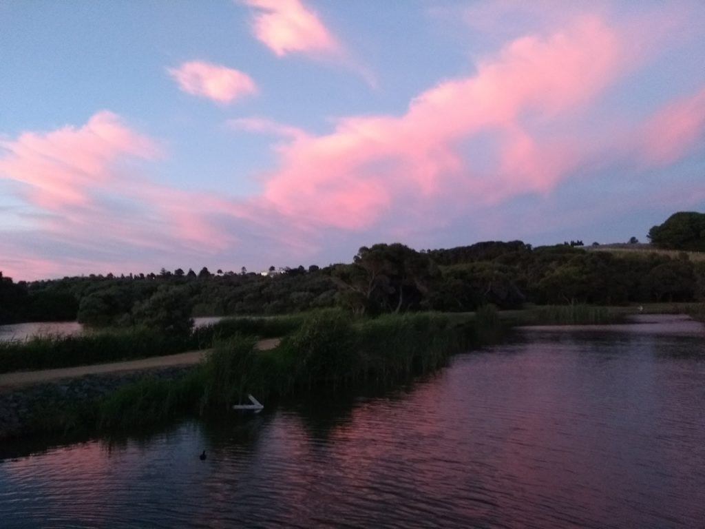 Sunset in Warrnambool over the lake