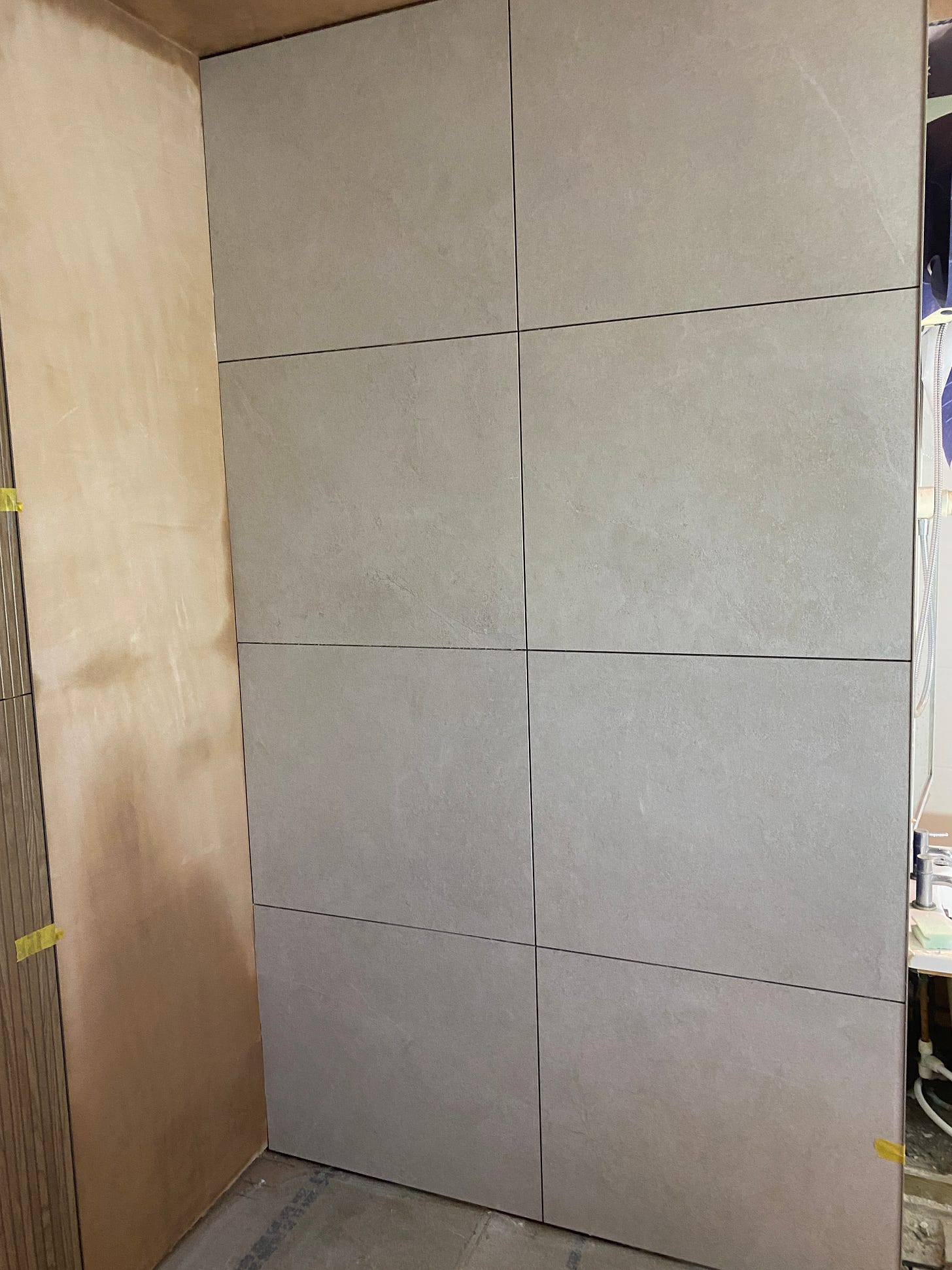 tiled wall with large porcelain tiles