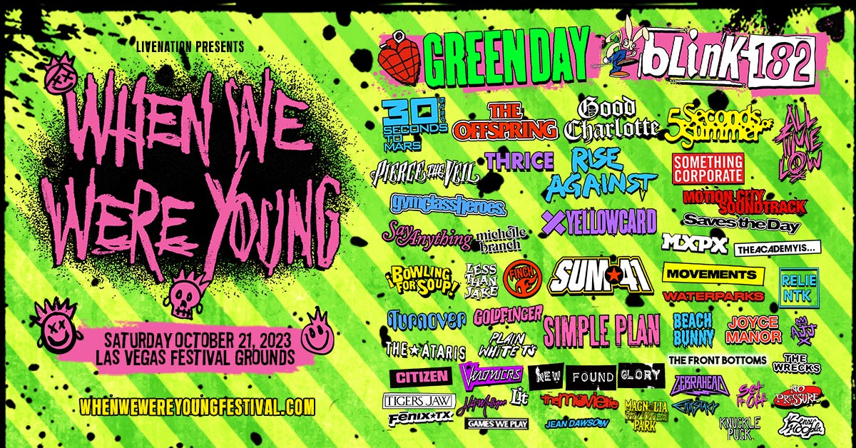 When We Were Young Festival Announces 2023 Lineup Featuring blink-182,  Green Day, 30 Seconds To Mars, The Offspring, Good Charlotte, 5 Seconds Of  Summer, All Time Low And Many More - Live Nation Entertainment