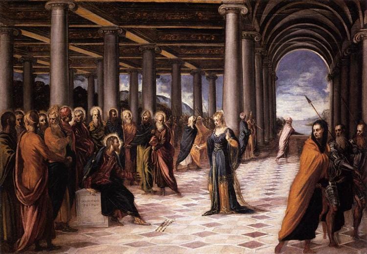 Christ and the Woman Taken in Adultery, c.1550 - Tintoretto