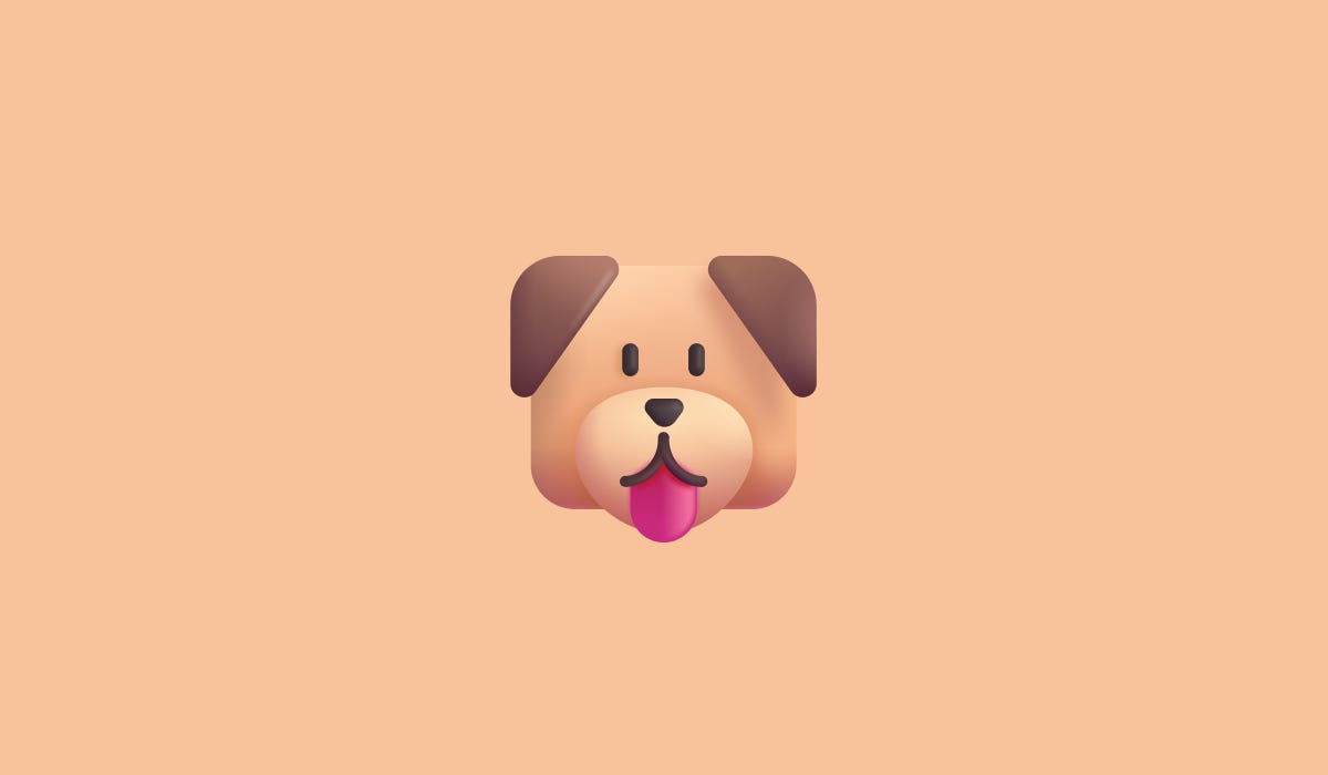 dog emoji on light brown background