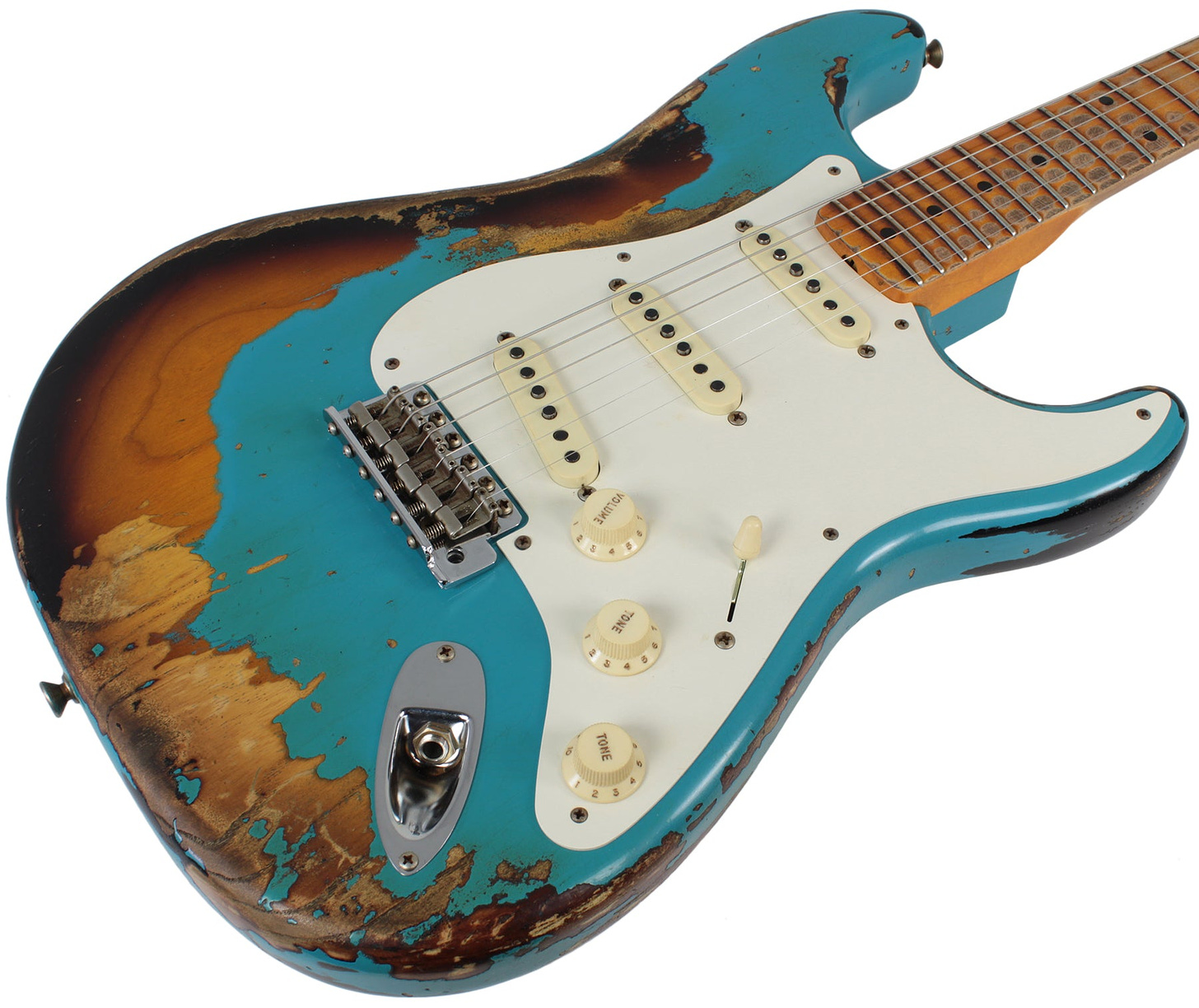 Fender Custom Shop 1957 Heavy Relic Stratocaster Electric Guitar HLE Gold Over 2 Color Sunburst ...