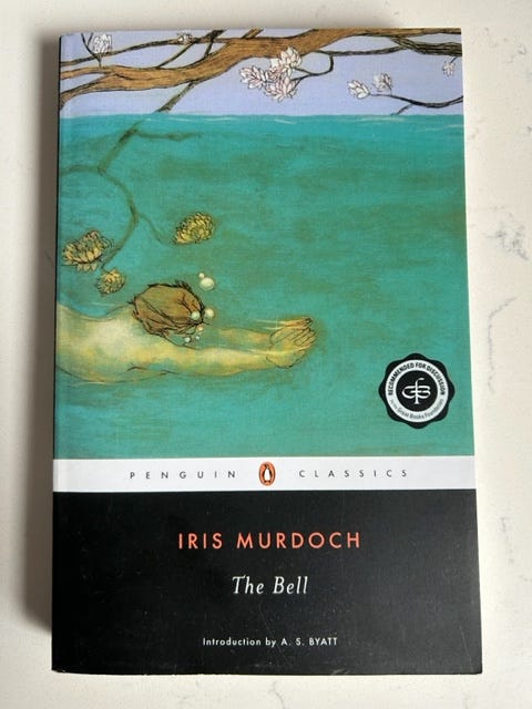 A painting of a figure swimming on the cover of The Bell