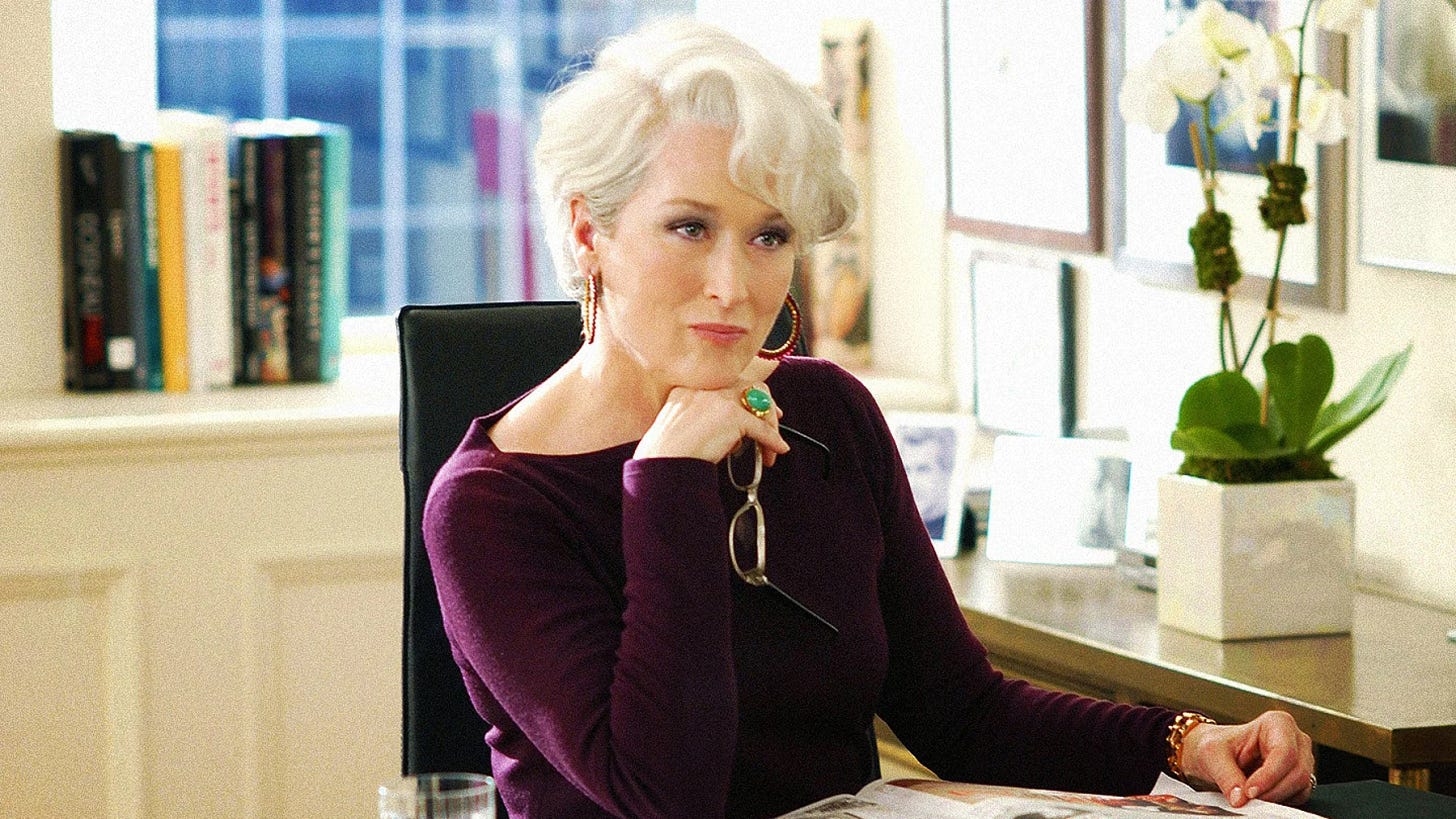 Meryl Streep as Miranda Priestly in The Devil Wears Prada.