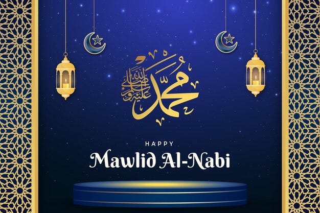 Free vector gradient background for mawlid al-nabi celebration