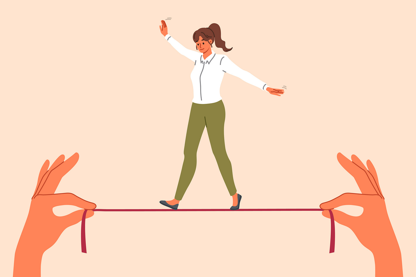 Tightrope walker: navigating difficulties concept