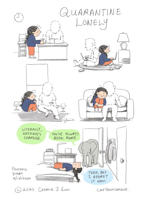comics, cartoon, pandemic, quarantine, humor, sketchbook, drawing, illustration, connie sun, cartoonconnie