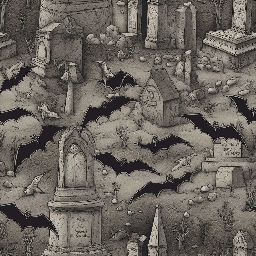 Bats in a graveyard.