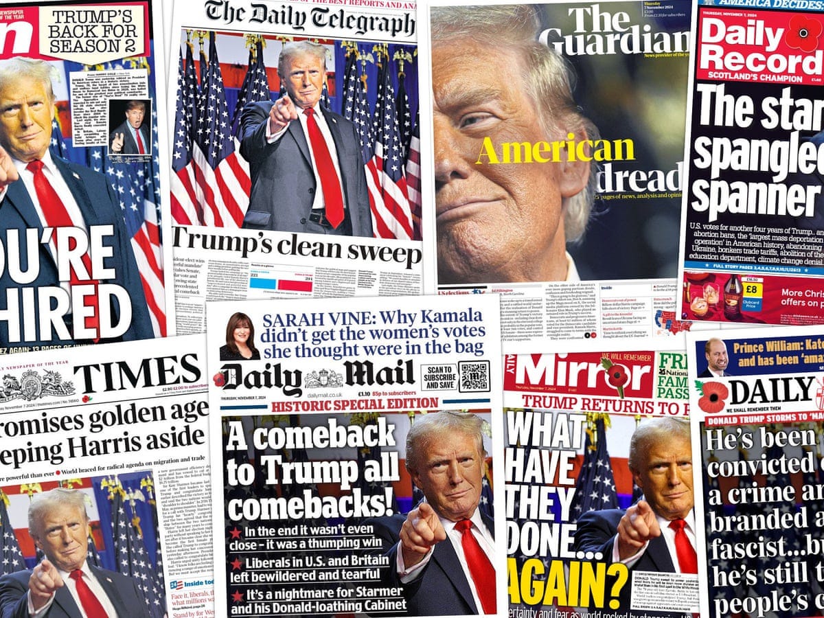 What have they done…Again?': What the UK papers say after Trump's momentous  political comeback | US elections 2024 | The Guardian