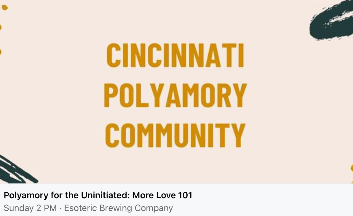 Text reads Cincinnati Polyamory Community: Polyamory for the Uninitiated 