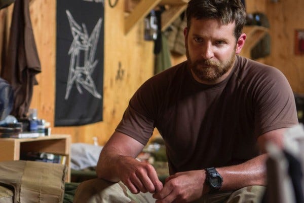 bradley cooper as chris kyle fraud in american sniper movie 2015