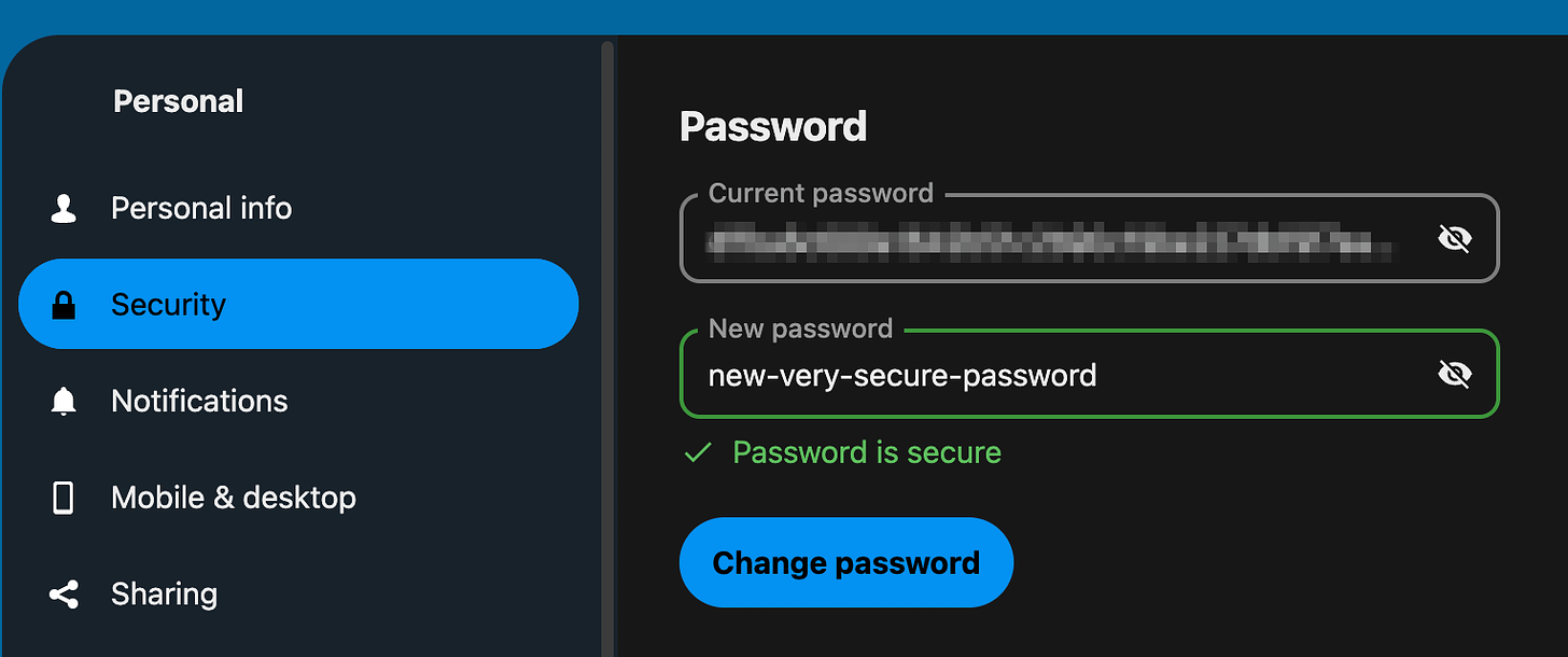 Nextcloud password change