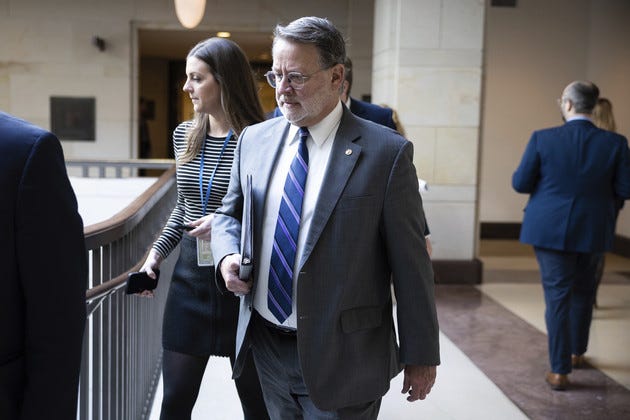 Sen. Gary Peters (D-Mich.) arrives for a classified briefing.