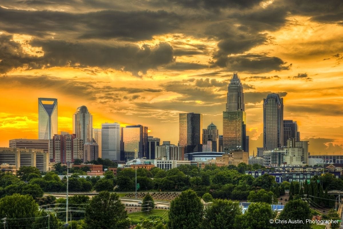 "QC Sunset" | Charlotte skyline, Skyline, City skyline