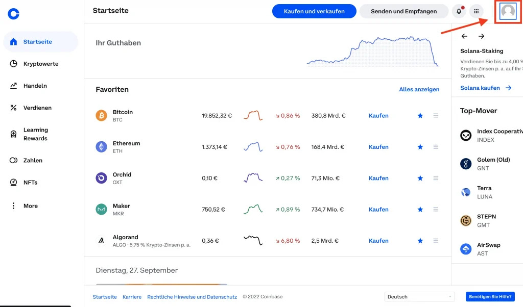 Coinbase Profil CSV Bericht