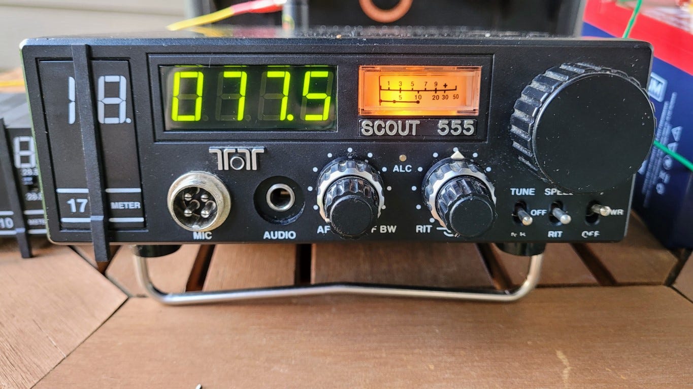 Ten-Tec Scout 555 on my patio table