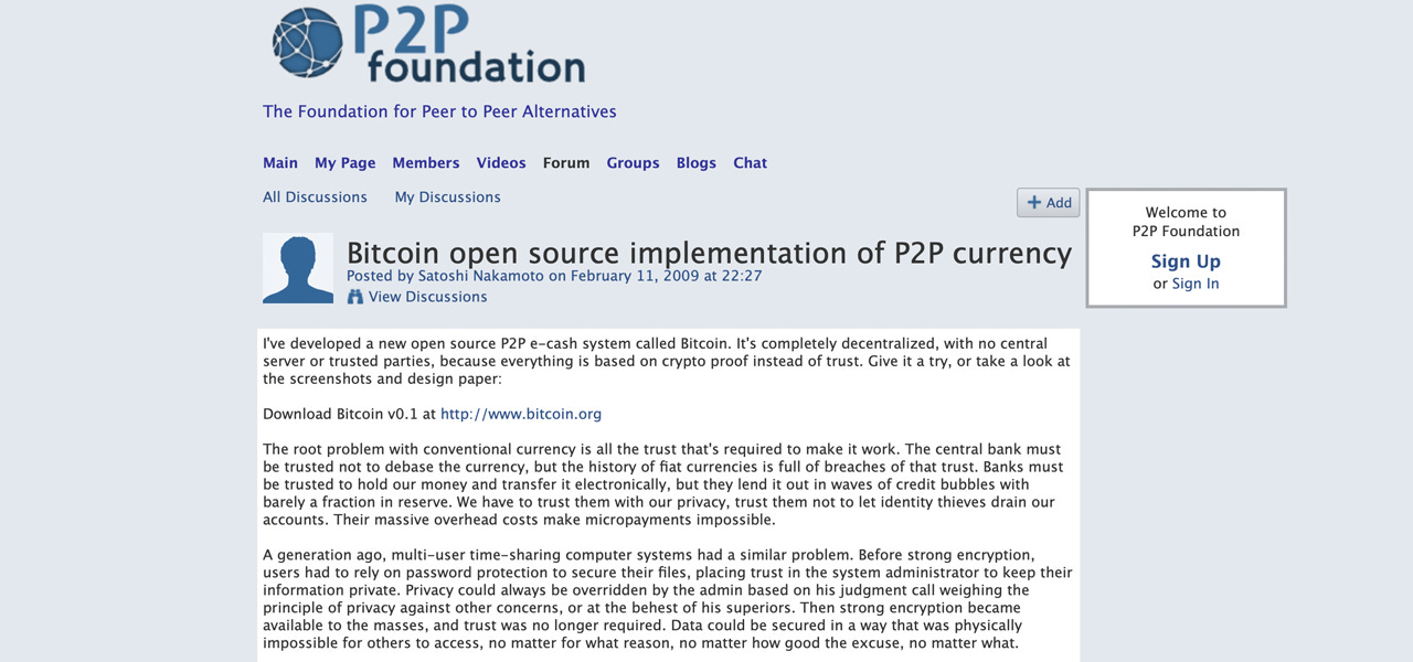 13 Years Ago Today, Satoshi Nakamoto Published the First Forum Post  Introducing Bitcoin – Featured Bitcoin News