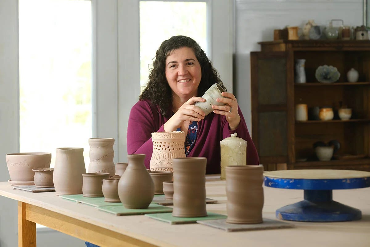 Maria Frey portrait with pottery