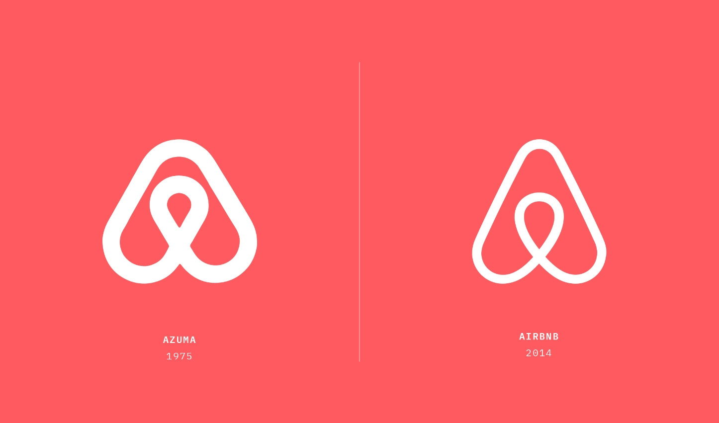 Two logos (Azuma and Airbnb) that were designed 40 years apart but look exactly the same