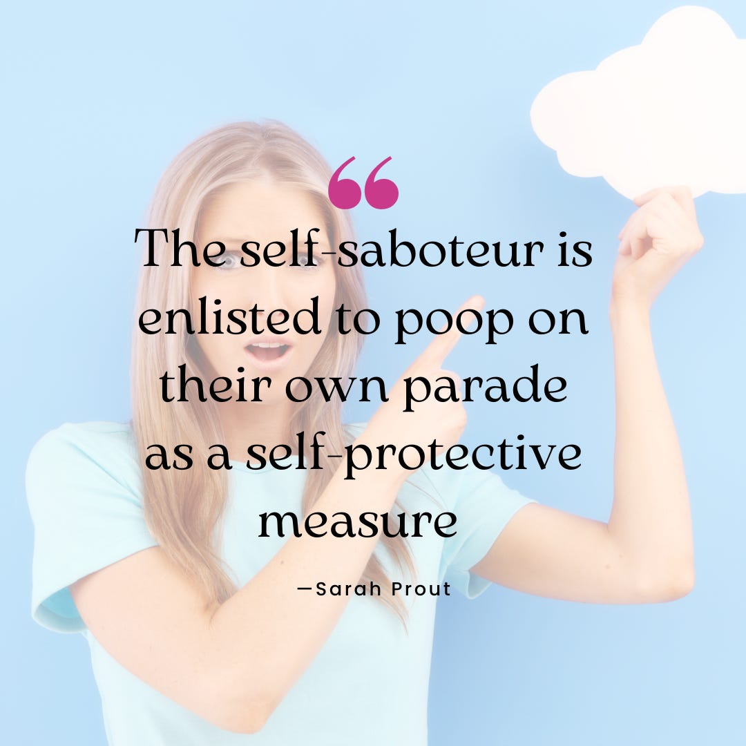 blond woman holding a cloud and pointing with inspirational quote