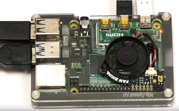 Look how the Fan SHIM just plugs into the Pi's I/O pins. 