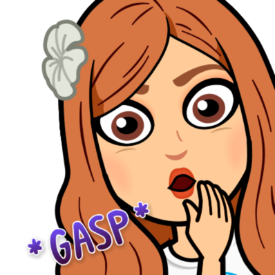 Bitmoji of the shock-faced author cosplaying Persephone: GASP!