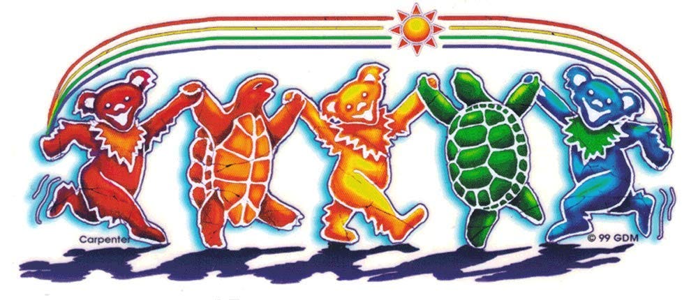 Dye the Sky Grateful Dead Rainbow Critters with Dancing Bears & Terrapins -  Small Bumper Sticker/Decal (3.25” X 1.5"), Decals, Magnets & Bumper  Stickers - Amazon Canada