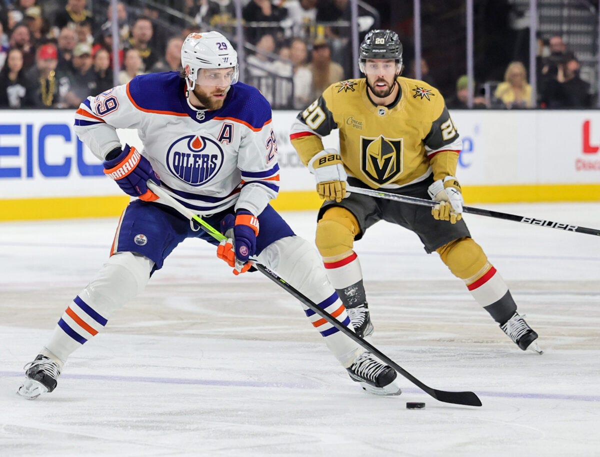 Leon Draisaitl Edmonton Oilers Chandler Stephenson Vegas Golden Knights