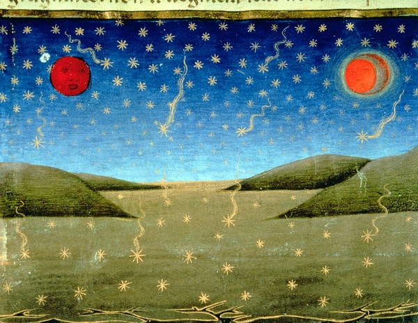 Fol.149va The Last Judgement: The stars fall and everything is turned upside down (vellum) by Italian School