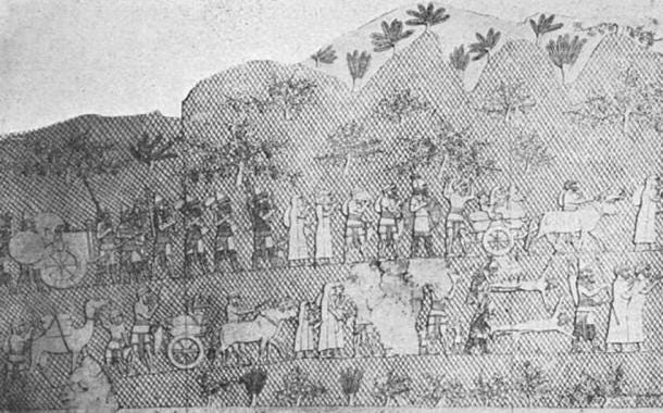 Los asirios llevaron a los cautivos de Judea a la esclavitud después del asedio de Laquis en 701 a. C. (Dominio público)