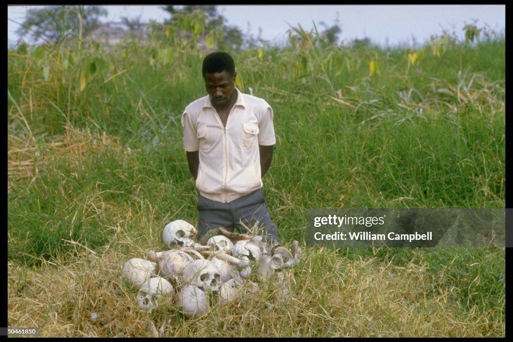 Skulls fr. victims killed by Obote's arm