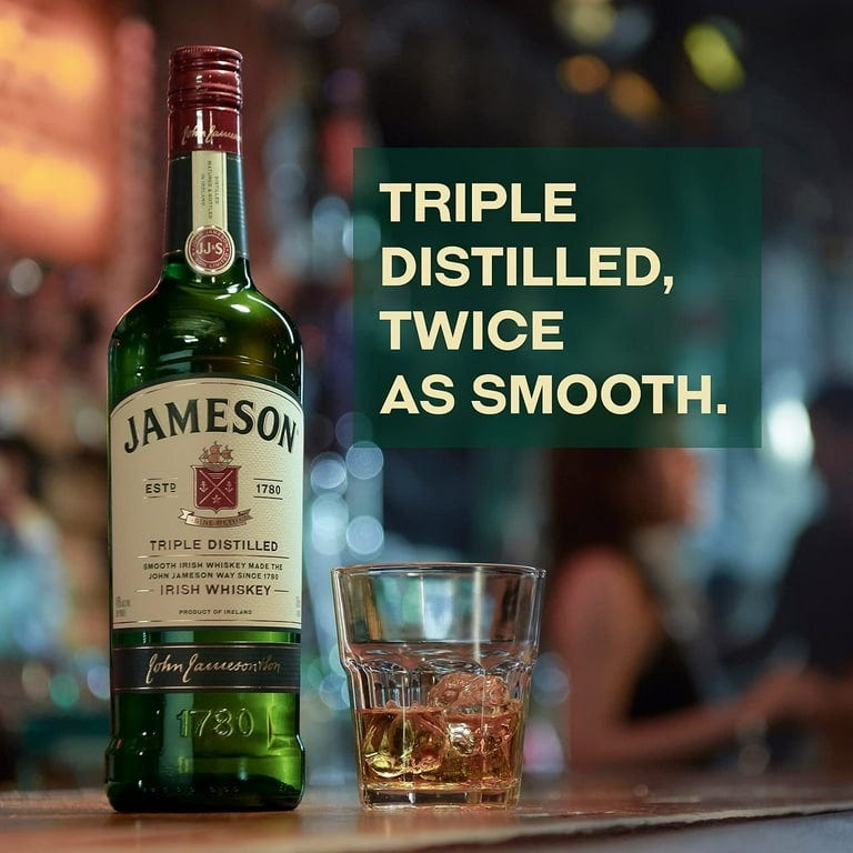 Jameson Original Irish Whiskey, 750 ml Bottle, 40% ABV, 80 Proof