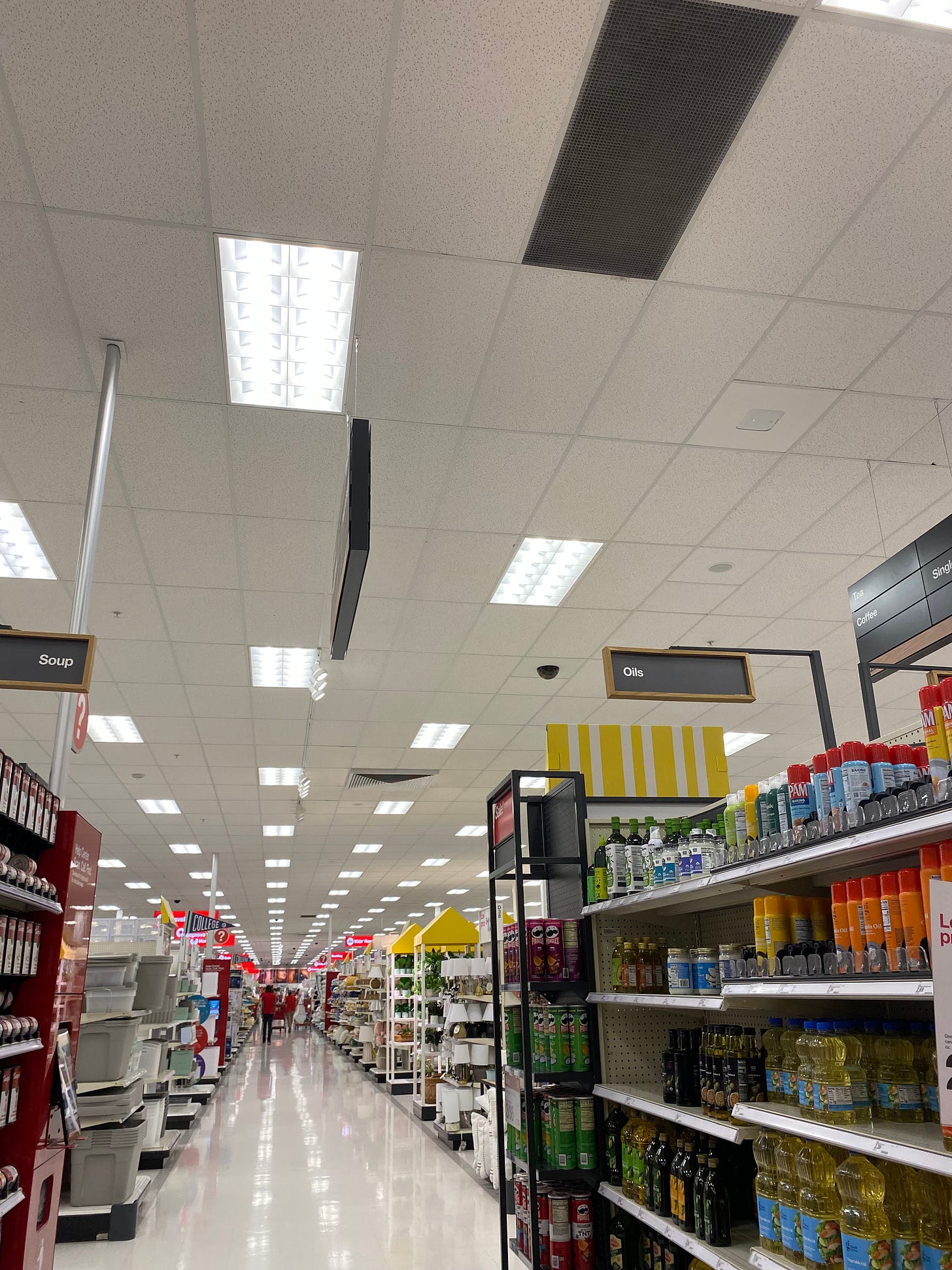 food aisle and ceiling at store