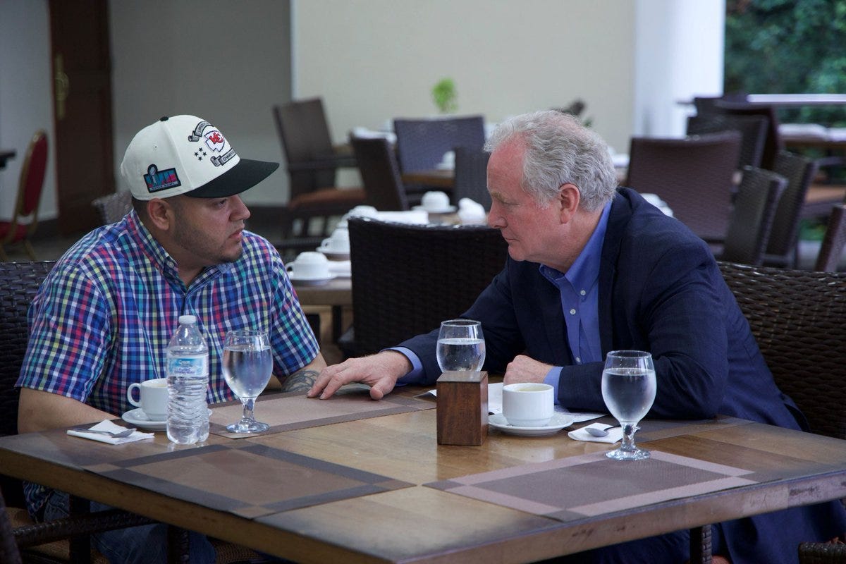 Photo of Senator Chris Van Hollen with Kilmar Abrego Garcia.