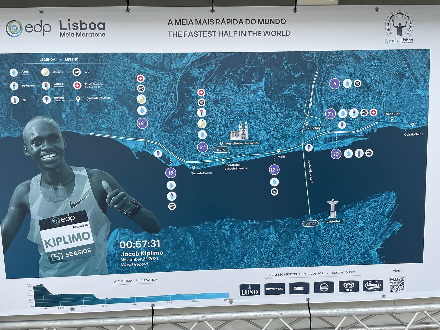 Map of the EDP Lisbon Half Marathon course
